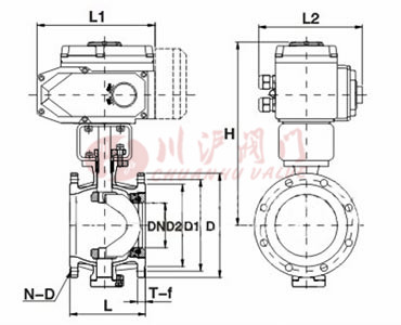 電動V型開關球閥結構圖