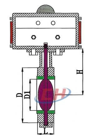 氣動衛生級對夾蝶閥結構圖